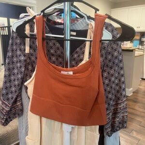 Orange Fitted Crop Tank Top